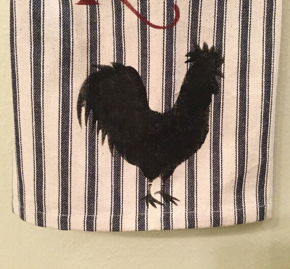 Rooster Decorative Towel Hand Paintedhome Decor Kitchen Decor Etsy