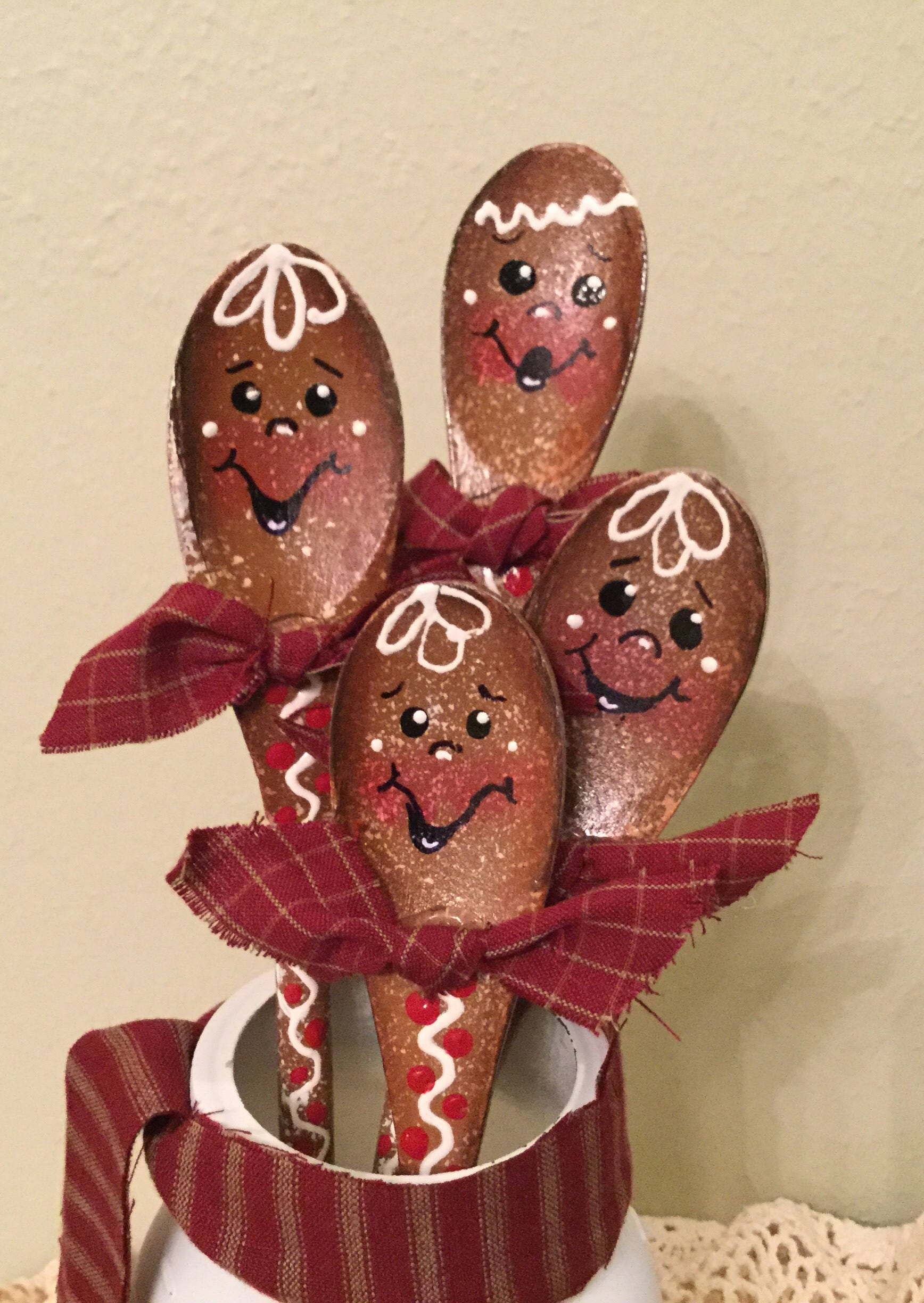 Gingerbread Handpainted Spoons Set of Four Housewarming Gift Etsy