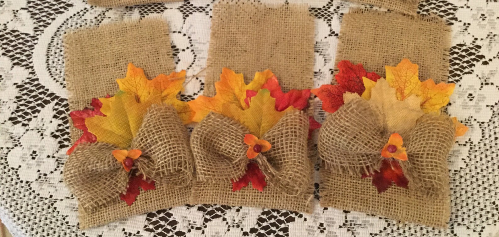 Fall Silverware Holders Set of Six Housewarming Holiday Table Etsy