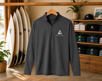 SALVA Men's Stretch Quarter-Zip Pullover | Embroidered Surf Pullover | Outdoor Performance Jacket