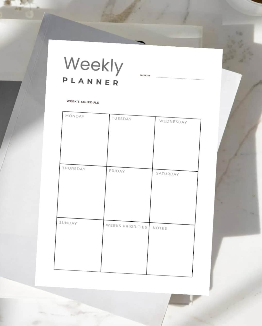 Weekly Planner Printable A4 | Minimal Weekly Planner | Simple Weekly ...