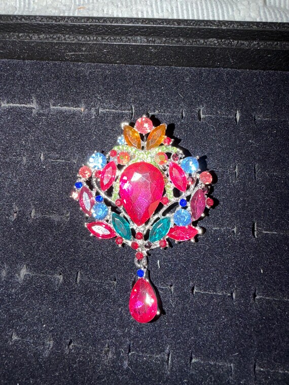 Rainbow Rhinestone Brooch - image 1