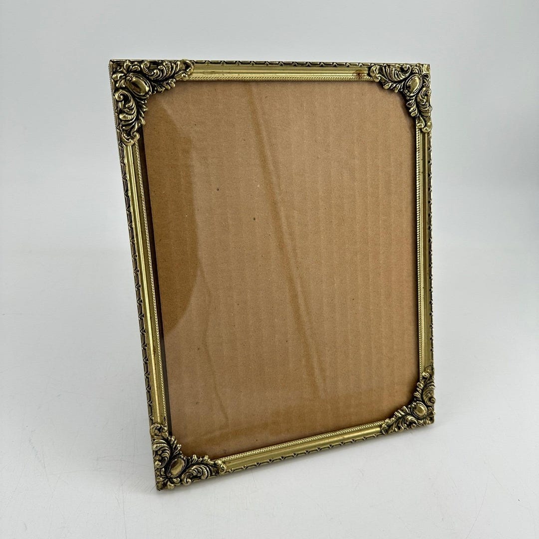 Vintage Ornate Gold Metal Picture Frame 8x10 Filigree Corner Embossed ...