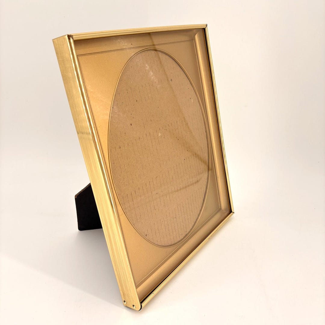 Vintage Gold Metal Picture Frame 8x10 Oval Mat Tabletop Wall Mount ...