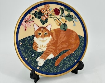 Speciale geschenken Crowning Touch decoratief bord Ginger Tabby Cat Made in Japan 8 inch