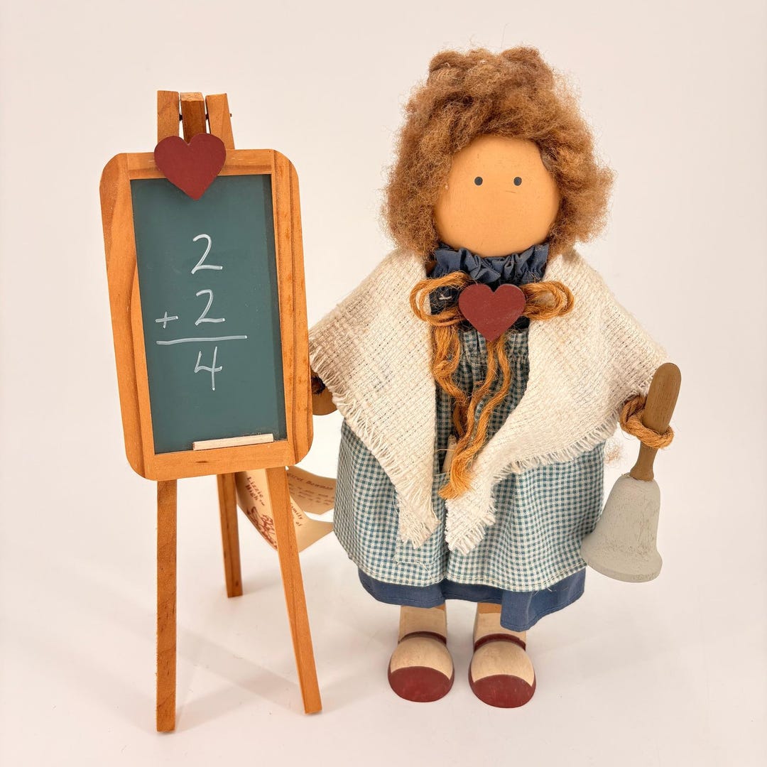 Vintage Wooden Doll 80s School Teacher Chalkboard Easel Math Primitive ...