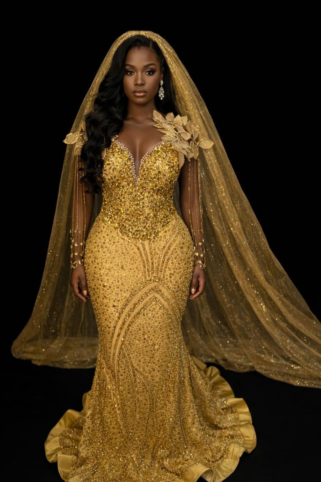 Gold Prom Luxury Beaded Bridal Lace Dress, Beaded Corset Wedding Dress ...