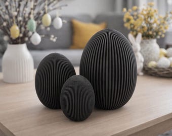 3er Set Moderner Ostereier | 3 Größen | Osterdeko | Ostern | Schwarz oder Weiß