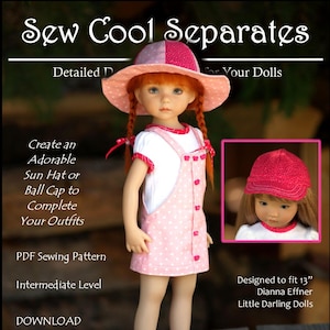 Happy Hats-LD  PDF sewing pattern for 13&quot; Effner Little Darling dolls