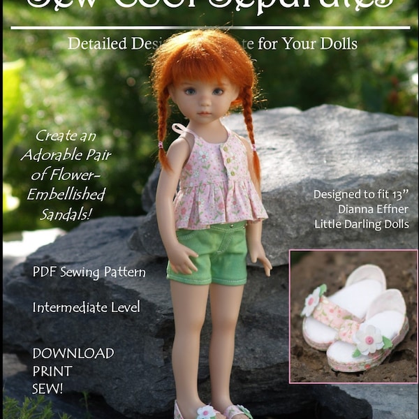 Sweet Sandals-LD  PDF sewing pattern for 13" Effner Little Darling dolls