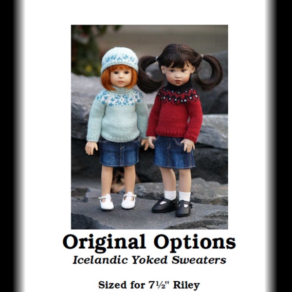 Original Options-RB--PDF Knitting Pattern for Kish's 7 1/2" Riley and 11-12" Bethany dolls