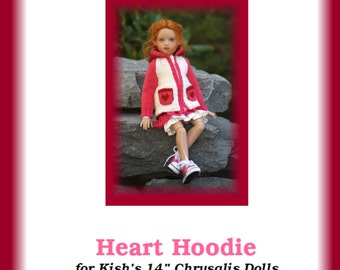 Heart Hoodie-CH--PDF Knitting Pattern for Helen Kish's 14" Chrysalis Dolls