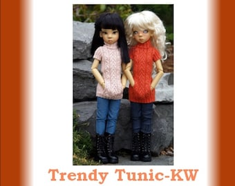 Trendy Tunic-KW--PDF Knitting Pattern for Kaye Wiggs' 18" MSD Bjd Dolls like Layla & Mikki