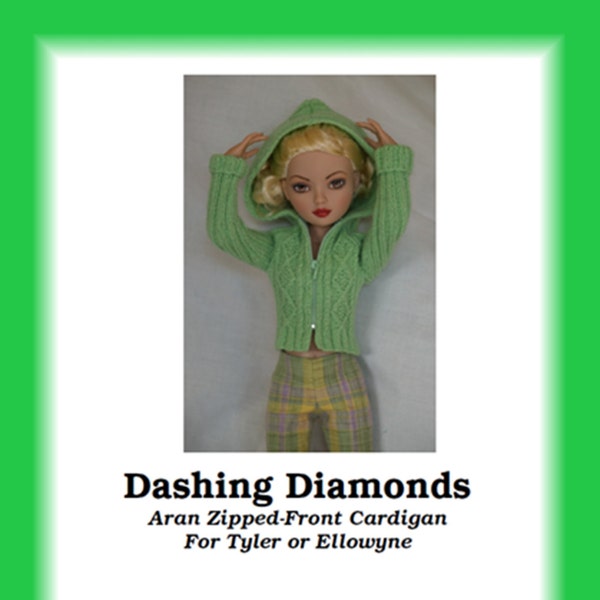 Dashing Diamonds-TW--Knitting Pattern for Tonner's 17" dolls like Tyler Wentworth and Ellowyne Wilde