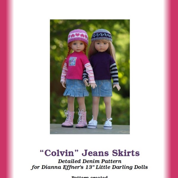 Colvins Jeans Skirts PDF pattern for 13" Effner Little Darling Dolls