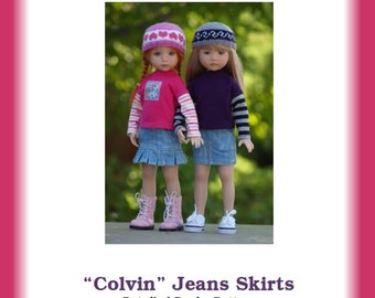 Colvins Jeans Skirts PDF pattern for 13&quot; Effner Little Darling Dolls
