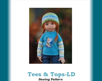 Tees & Tops-LD--PDF Sewing Pattern for Dianna Effner&#39;s 13&quot; Little Darling Studio dolls