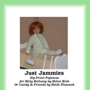 Just Jammies-BPDF Zip-front Pajamas Pattern for Helen Kish's 11 Bitty Bethany, Heidi Plusczok's 10 1/2 Candy, or Iplehouse BID Elin image 1