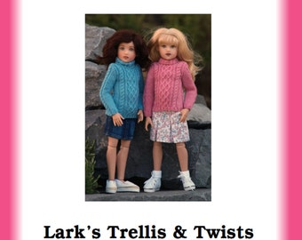 Trellis & Twists-CH--Knitting Pattern for Helen Kish's 14" Chrysalis Dolls like Piper, Wren, Song, and Lark