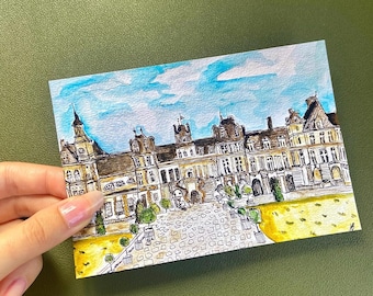 Fontainebleau Chateau Watercolour Print | French Architecture Wall Art