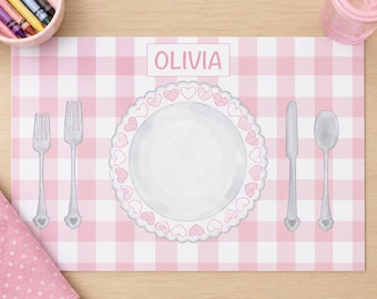 Personalisierte Gingham-Gedeck Platzierung