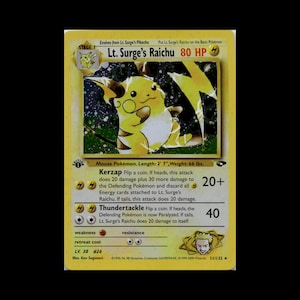 lt surge's raichu pokemon card value Lt. Gym Challenge Holo 1st Edition #11 PSA 9 favorite character Lt. Surge Raichu : r/PokemonCardValue