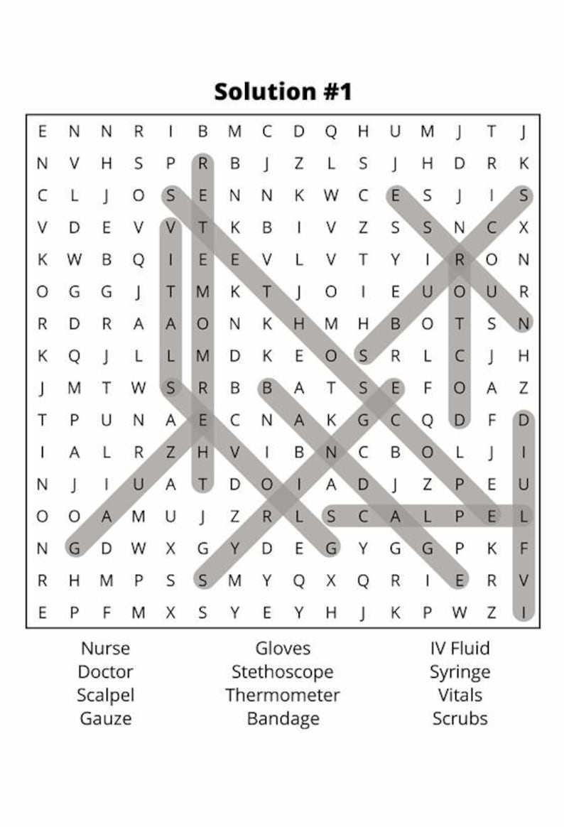 Nurse Word Search Puzzle Book – 55 Printable Puzzles, Healthcare Gift ...
