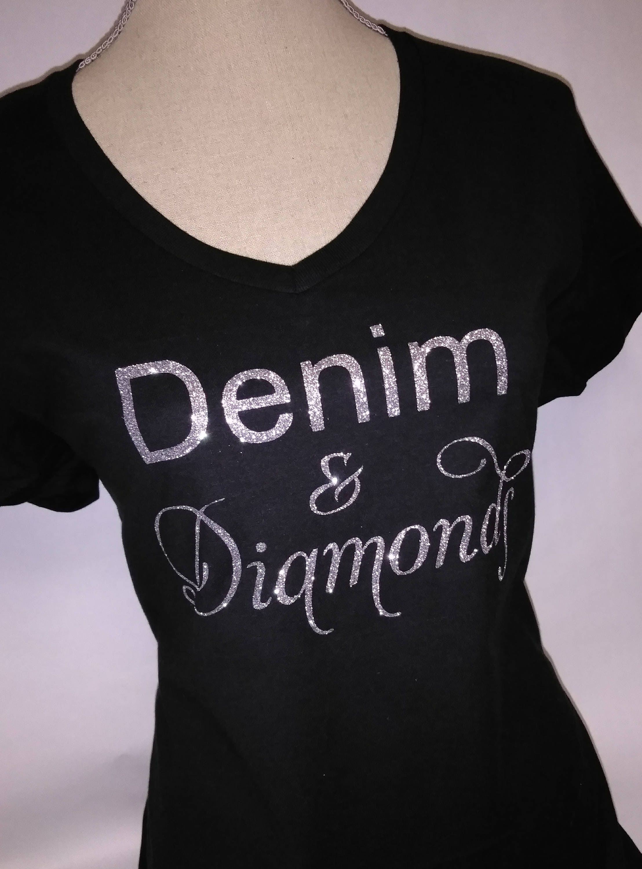 Denim Diamonds T shirt Denim and Diamonds Tee Denim Bling T