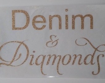 Denim & Diamonds Iron On | Bling Iron On | Denim Bling T-Shirt Iron On | Denim and Diamonds Apparel | DIY T-Shirt | Iron on ONLY