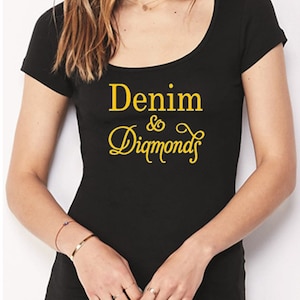 Denim & Diamonds Iron On Bling Iron On Denim Bling T-Shirt Iron On Denim and Diamonds Apparel DIY T-Shirt Iron on ONLY image 2