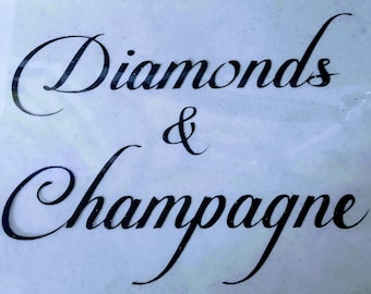 Diamonds and Champagne Iron On | Bling Iron On | Denim Bling T-Shirt Iron On | Diamonds and Champagne Apparel | DIY T-Shirt | Iron on ONLY