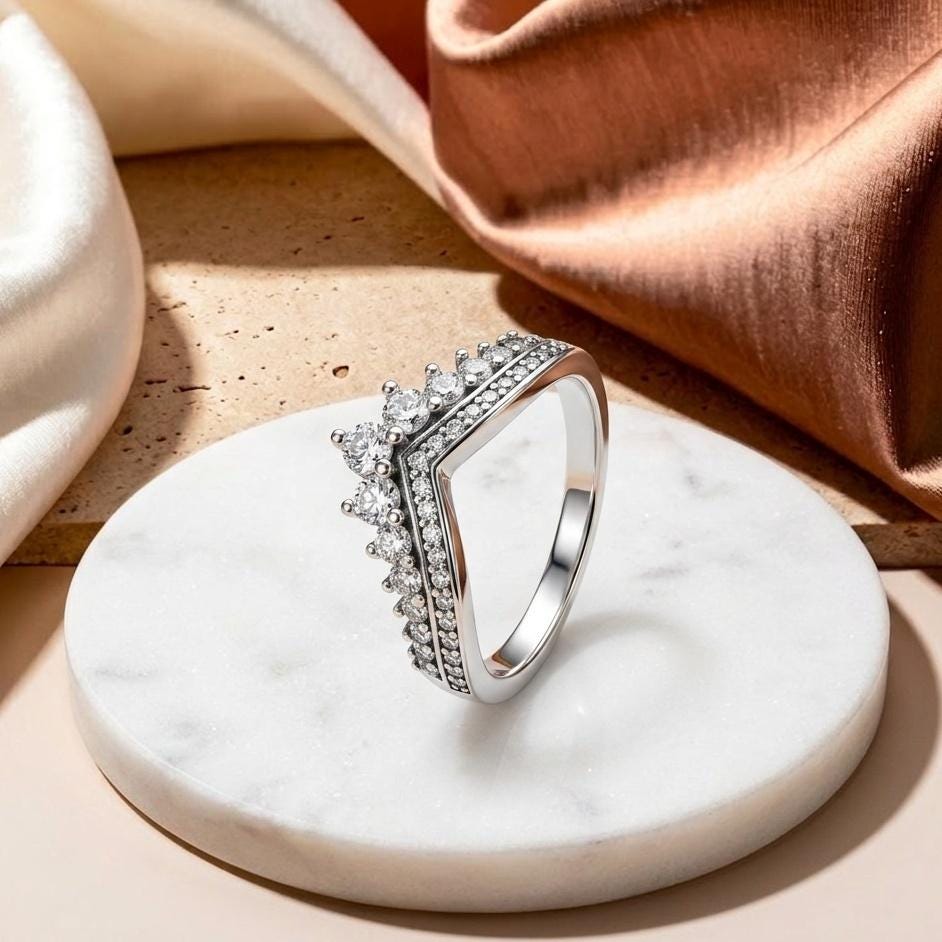 wishbone princess cut pandora ring
