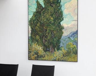 Vincent van Gogh-afdruk, Van Gogh-kunstposter, Van Gogh-cipressen, Van Gogh-kunstafdruk, vintage Van Gogh-muurkunstposter afdrukformaten A2 A3 A4