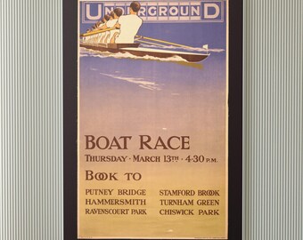 Vintage Boat Race poster voor de London Underground - reisposter - reisafdruk - poster Londen - vintage London Underrgound - retro kunst