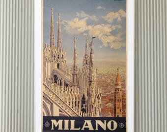 Reisposter Milaan Italië, vintage Italiaanse kunstafdruk