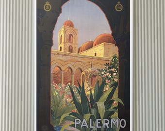 Reisposter Palermo, reisposter Italië, toerismeposter Palermo, wereldreisposter, reisposter Sicilië, vintage Italiaanse reisposter