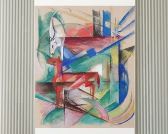 Franz Marc-print landschap met dieren: abstracte expressionistische muurkunst