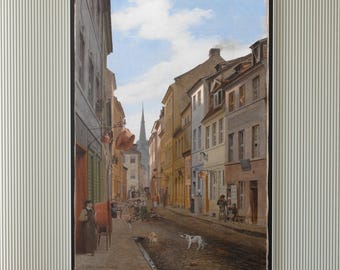 Eduard Gaertner Berlin Street Scene: kunstprint - muurkunst voor keuken/slaapkamer/woonkamer/kantoor - vintage kunst - klassieke print - poster