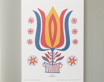 19e-eeuwse bijbel exlibris | Volkskunst vogel en bloemenposter Pennsylvania | Vintage WPA-poster voor slaapkamer/keuken/woonkamer/kantoor