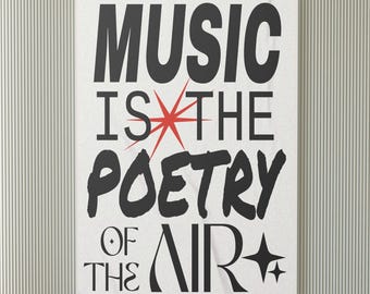 Muziekposter - inspirerend citaat - berichtafdruk - kunst aan de muur - typografieposter - poëzieposter - motiverende poster - slaapkamerposterkunst