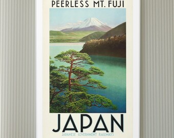 Vintage berg Fuji-reisposter: Japanse muurkunstafdruk