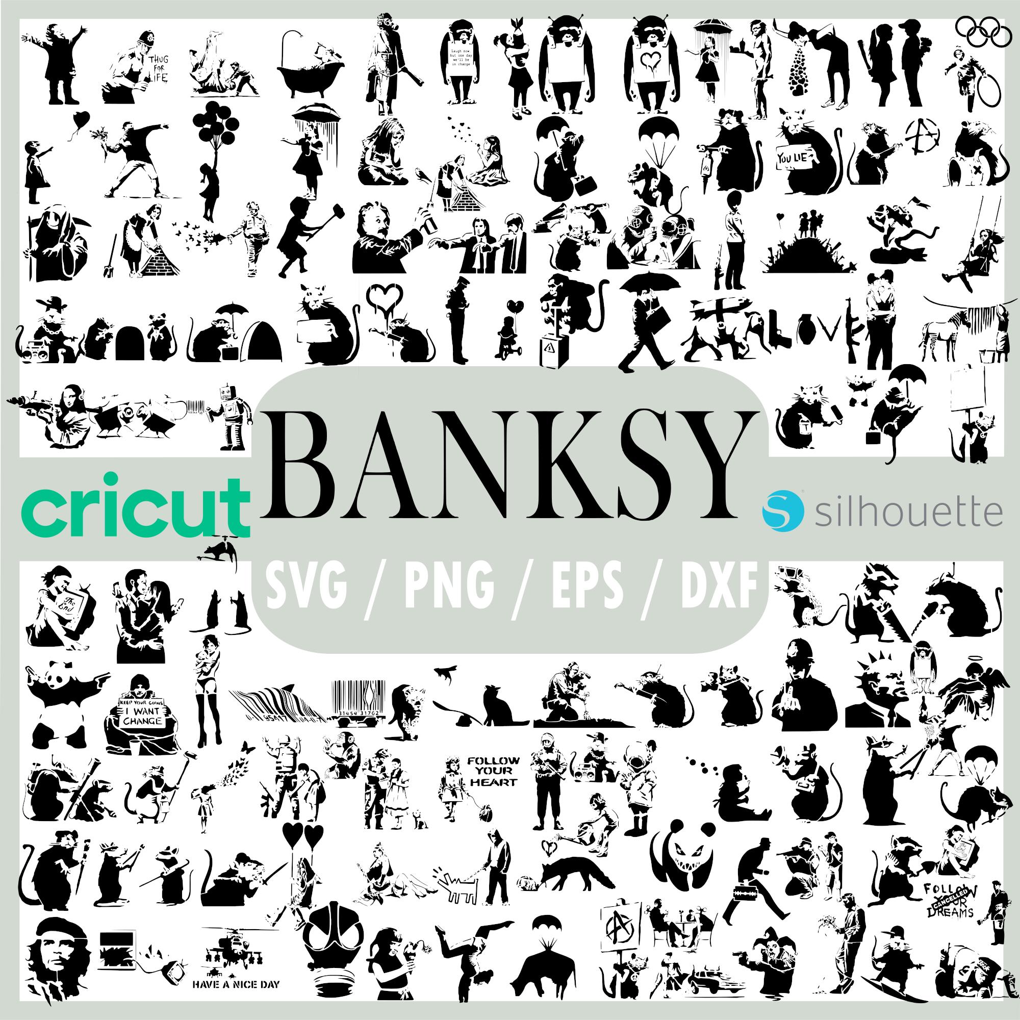 120+ SVG Banksy Mega Bundle | Street Art Silhouettes, Graffiti