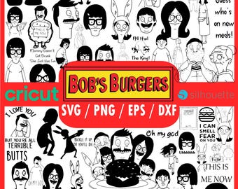 56 SVG Bob’s Burgers Mega Bundle | Belcher Family, Funny Quotes, Burger Icons & Cartoon TV Series Designs | Svg Dxf Eps Png Files