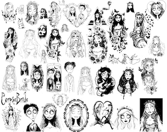 SVG File 43 Corpse Bride Tim Burton Halloween Emily Gothic Spooky Romance Cute Emo Cricut Silhouette vinyl decal png bundle hd zero Victor