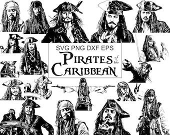 20 SVG Pirates of the Caribbean Movie Bundle | Jack Sparrow Classic Adventure Film Mega Pack | Svg Dxf Eps Png Files | Instant Download
