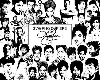 39 SVG Prince Mega Bundle | Pop Icon, Music Legend, Purple Rain Era, Portraits & Signature Art Designs | Svg Dxf Eps Png Files | Vector