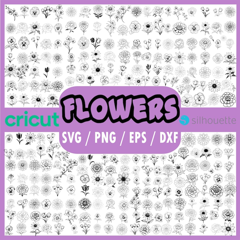 200+ SVG Floral Mega Bundle | Hand Drawn Flowers, Botanical Line Art ...