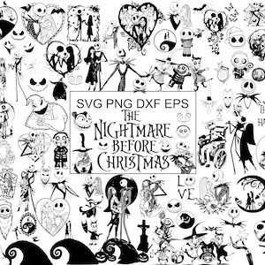 91 SVG L'Étrange Noël de Dieu | Méga pack de films d'Halloween Sally Oogie Boogie de Jack Skellington | Fichiers SVG DXF Eps Png