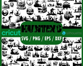 91 SVG Hunting Mega Bundle | Hunters, Deer, Wildlife Silhouettes, Forest Scenes & Outdoor Nature Designs | Svg Dxf Eps Png Files