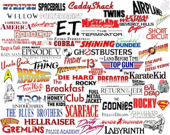 80's Movie Titles SVG Mega Bundle | 70 Designs Classic Retro Film Logos & Typography | Svg Dxf Eps Png | Vector Cricut